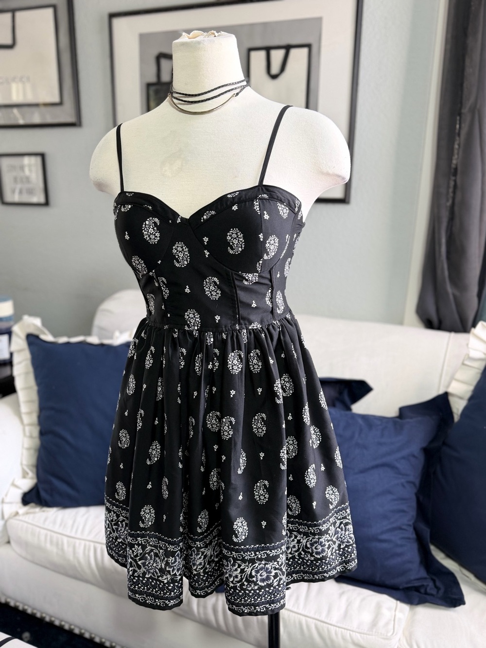 Paisley Spaghetti Strap Mini Dress